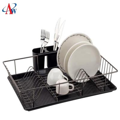 China Sustainable Wire Dish Rack Metal Wire Dish Drying Rack With PP Trays (AWK121) for sale