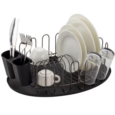 China Workable Wire Dish Rack Chrome Plated Metal Wire Dish Drying Rack With Tray for sale