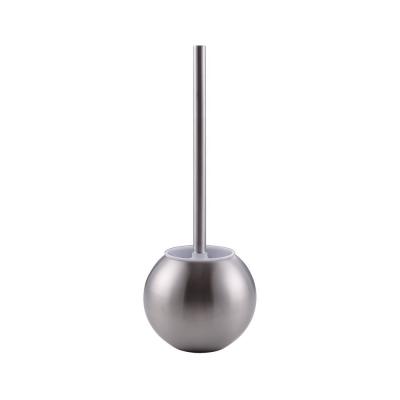 China Bathroom Modern Chrome Plating Round Stainless Steel Toilet Bottom Brush Holder for sale