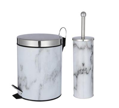 China 3L Bathroom Stainless Steel Marble Finish Hoteldust Bin Toilet Sanitary Rack And Brush (AWB701) for sale