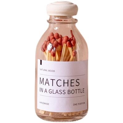 China Household Wooden Matches In Bottle Candle Aromatherapy , New Custom Colored Match Sticks In Glass Jar Bottle Matches for sale