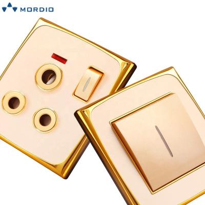 China Full Range K3.3 Iraq Electrical Wall Switch Socket 13A Gold British Socket Full Range for sale