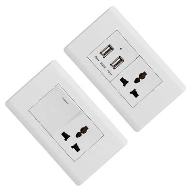 China PC wire drawing board. Full range of copper switch fitting pc of switches and wall socketes and 1gang universal switch socket with 2USB for sale