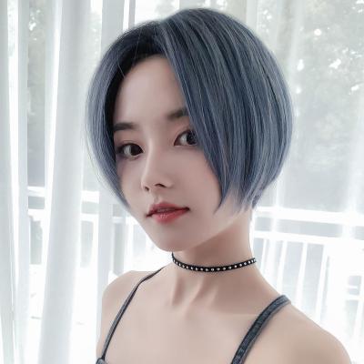 China Younger 7JHH WIGS Wholesale Blue Ombre Density Bob Hair Wig Vendor Korean 150% 180% Hair With Bangs Synthetic Hair Cosplay Bob Wigs for sale