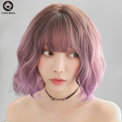 China More Pink Korean Japanese Cosplay Synthetic Bob Wigs Ombre Brown Green Ombre Hair Wigs 7JHH Young Amazon Hair Vendor for sale