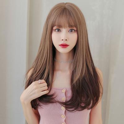 China Pelucas Heat Resistant Synthetic Wig 150% Fiber Density Younger Natural Black Straight Wigs Wholesale 7JHH for sale