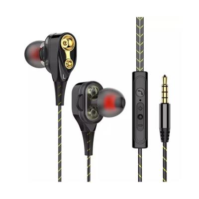 China In-Ear Dual Drive In Ear Earphone Bass Subwoofer Stereo Wired Headphones Microphone Sport Running Earbuds for sale