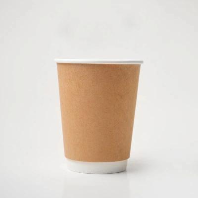 China Food Grade Disposable Double Wall Paper Coffee White Brown Paper Cup for sale