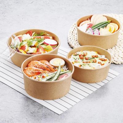 China Biodegradable Disposable Fast Food Package Eco Takeout Box Paper Bowl With Paper Lid for sale