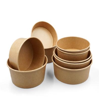 China Biodegradable Takeaway Food Wrapping Paper Waterproof Disposable Salad Bowl With Lid for sale