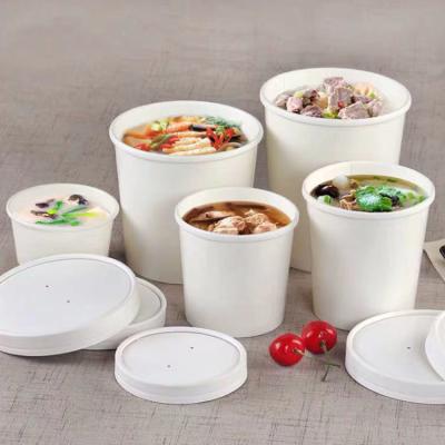 China Biodegradable Large Capacity Eco Food Takeaway Package Paper Lunch Box Disposable White Custom Paper Bowl for sale