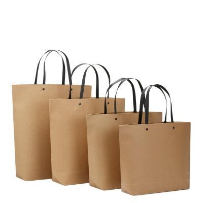 China Custom Logo Eco Friendly Paper Handled Shopping Bags Brown Paper Bags With Flat Handles for sale