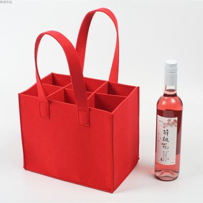 China Red Handled Promotional Hand Made Wool Win Bag Felt Tote Bag With Customized Logo for sale