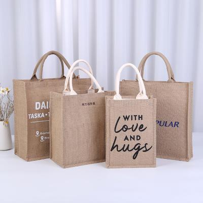 China High Quality Recyclable Eco Friendly Beach Brown Tote Laminated Jute Bags With Handled Tote Buying Custom Canvas Logos for sale