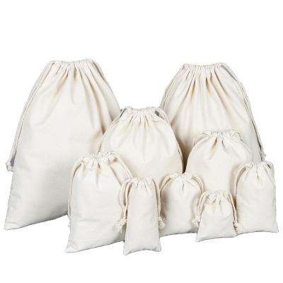 China Natural Color Cotton Drawstring Bag Cotton Drawstring Bag Dust Bag Pouch Bag String Organic Cotton Canvas for sale