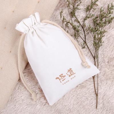 China Natural Color Cotton Rope Handle Drawstring Bag Small Canvas Pocket Bag String Organic Cotton Canvas for sale