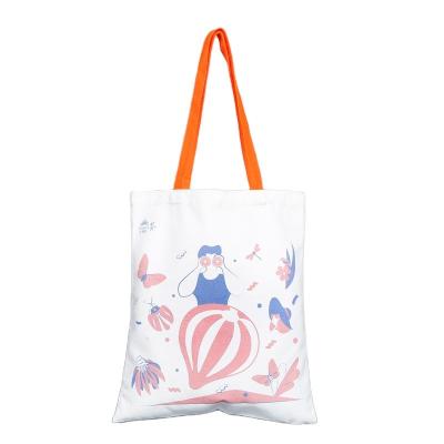 China Custom Cheap Custom Shopping Multicolor Printing Handled Canvas Tote Bag Market Tote Cotton Shopper Shopping Bag for sale