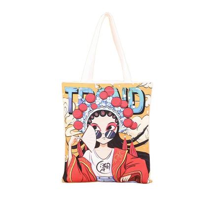 China Handled Canvas Bag Customized Logo Advertising Full Cotton Color Printing Canvas Tote Bag With Pocke for sale