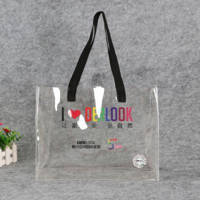 China Custom Clear Plastic Handled Packaging PVC Handles Bags With Logo PVC Clear Bag With Clasp For Gifts for sale