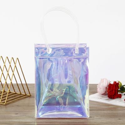 China Custom Clear Plastic Handled Packaging PVC Handles Bags With Logo Transparent PVC Handbag Clear Bag for sale