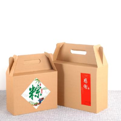 China Recycled Materials Custom Printing Recycled Kraft Paper Corrugated Packaging Box With Handles Paper Package Box for sale