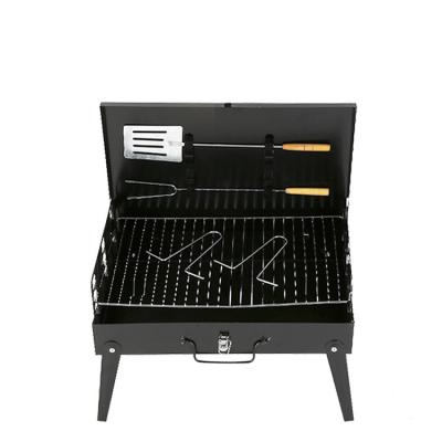 China New Small Height Adjustable Black Steel Outdoor Portable Folding BBQ Grill for sale