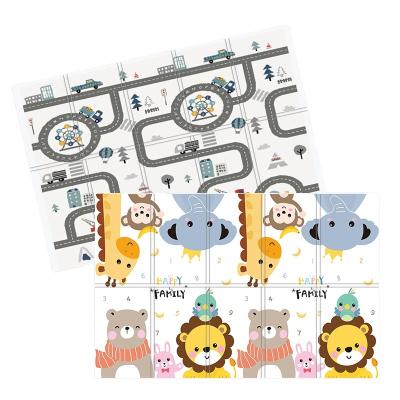 China New Eco-friendly Double Faced Cartoon Animal Design Baby Protection Crawling XPE Folding Foam Non-Toxic Crawling Mat for sale