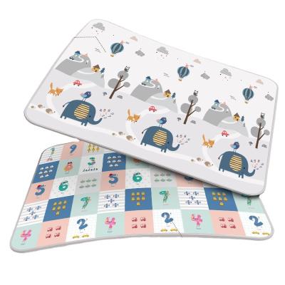 China Eco-Friendly Cartoon Alphabet Baby Crawling Play Mat Green XPE Foam Animal Double Sided Roll Up Mat for sale