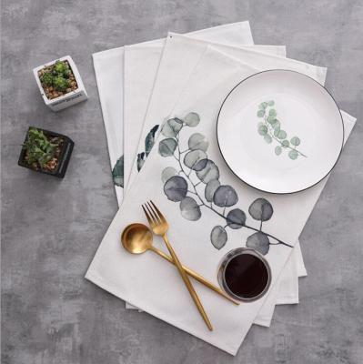 China Custom Reusable Table Cover Eco-Friendly Classic COTTON BLEND Canvas Place Mat Print Table Dish Cover Eco-Friendly for sale