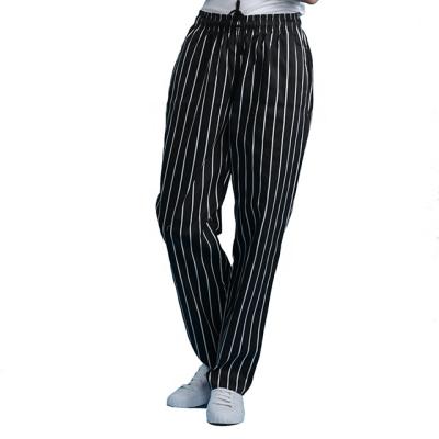 China Classic Restaurant Cook Kitchen Uniforms Houndstooth Kitchen Chef Pants With Stripe for sale