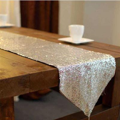 China The shinny sequin luxury silver embroidery table runner for sale