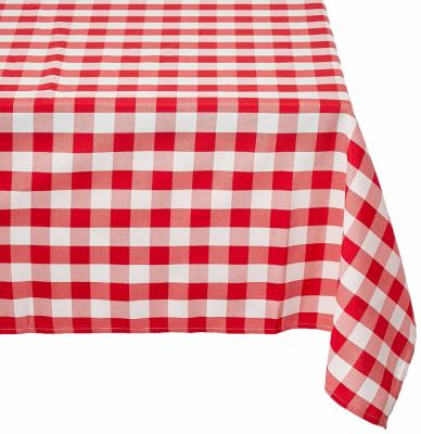 China Oilproof Cheap 100% Cotton Or Polyester Round Oval Check Plaid Square Christmas Table Cloth for sale