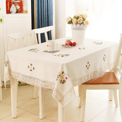 China Factory Price Waterproof Wedding Home Dining Lace Cotton / Linen Tablecloth for sale