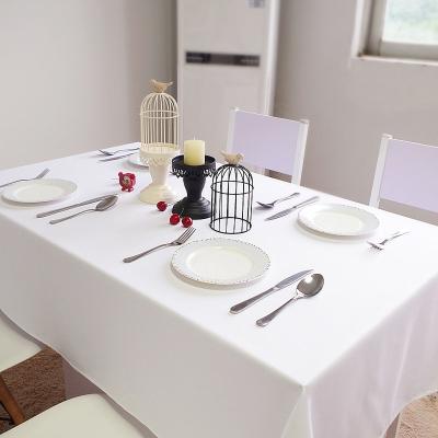 China Oilproof Simple Design Damask Oval Square Round Christmas 100% Spun Plain White Polyester MJS Table Cloth for sale