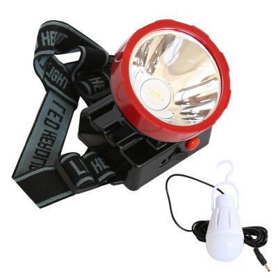 China Camping Rechargeable Li-ion Battery 1w LED Head Light With LED Bulb Light for sale