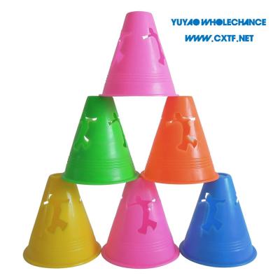 China Roller Skating Soft Material 3 Inch Wind Proof Polyethylene (PE) Sports Agility Slalom Marker Cones With Human Figure Cutouts for sale