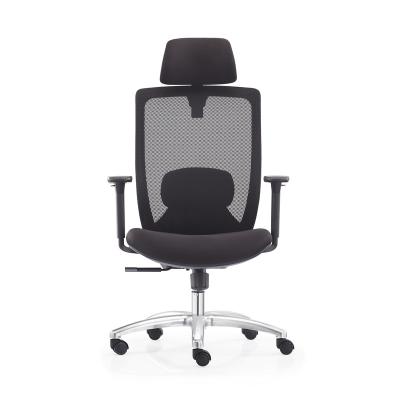 China (Size) China Manufacturer Aluminum Base 350mm High Full Back Mesh Adjustable Chair With Adjustable Headrest Ergonomic Office Chair for sale