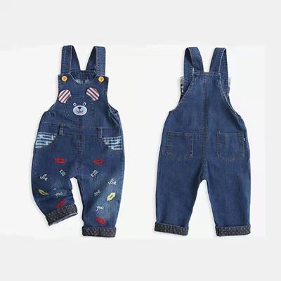 China 100% Custom Made Breathable High Quality Cotton Denim Baby Long Pants Jumpsuits Kids Clothing Jeans Pants for sale