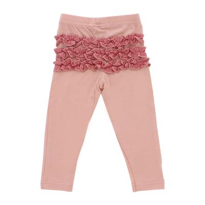 China New Design Good Quality Anti-Static Custom Ruffle Pants Cotton Baby Kids Girl Pink Cute Pants for sale