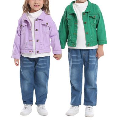 China 2022 new style children's denim jacket spring coat horse candy color denim jacket boy OEM custom children's clothing Anti-wrinkle for sale