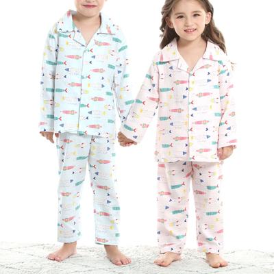 China 2022 new products home products long sleeve logo OEM thermal custom children's cartoon printing organic cotton girls pajamas set for sale