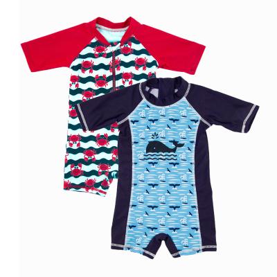 China QUICK DRY Custom Boys Swimwear Shorts Cartoon Fashion Round Long Sleeve Cute Baby Boy Swimwear Summer Swimming One-Piece Kids neck for sale