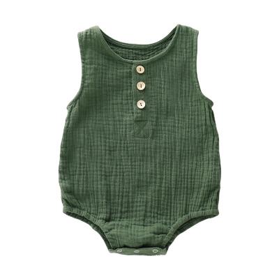 China Custom 100% Organic Cotton Baby Clothes Manufacturers Newborn Toddler Boys Clothes Sleeveless 100% Organic Romper For Girls for sale