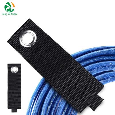 China Factory viable OEM customized logo hook and loop webbing strap with metal hole for sale