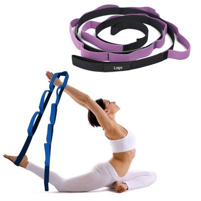 China Yoga Exercise Factory Customized Cotton / Polyester Yoga Stretch Strap Multi-Loop Training Belt for sale