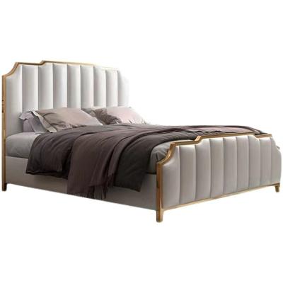 China Luxury Queen Size Headboard Adjustable Double Bed With Storage Leather Modern Style Double Soft Leather Bed for sale