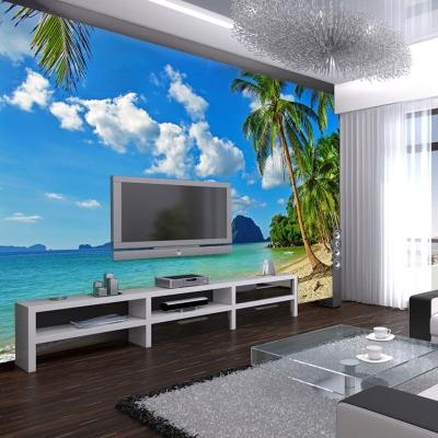 China Modern Wall Background For Sea Landscape Blue Sky And White Clouds TV House Decorate 3D 8D 18D Design for sale