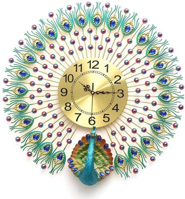 China Minimalist metal design peacock wall clocks for living room decor for living room decor for sale