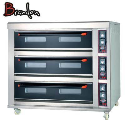 China Commercial Full Kitchen Equipment 3 Deck 9 Trays Commercial Electric Pizza Oven for sale