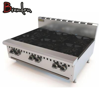 China Commercial 6 Burner Stainless Steel Countertop Open Gas Stove for sale